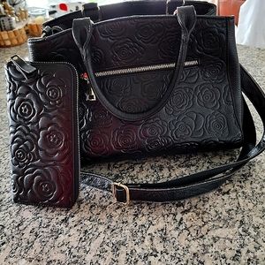Leather ROSE PRINT Purse and wallet  FREE SHIPPING